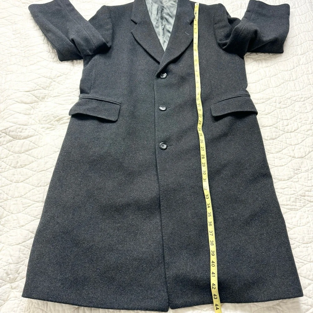 Mens Henry James Ltd Vtg Italy Cashmere Wool Three Button Long Overcoat Gray 42R - Picture 10 of 15